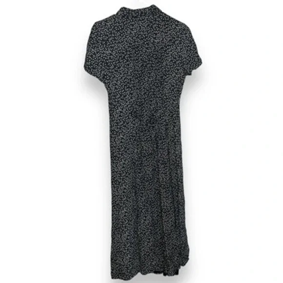 90s Vintage Byer California Womens sz 7 Black Floral Collared Button Midi Dress - Picture 5 of 6